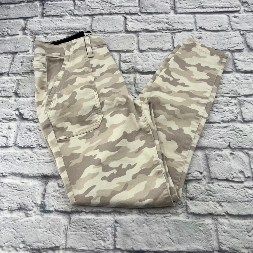 Knox Rose Womens Skinny Pants Cream Tan Camo Utility Patch Pocket Size 2